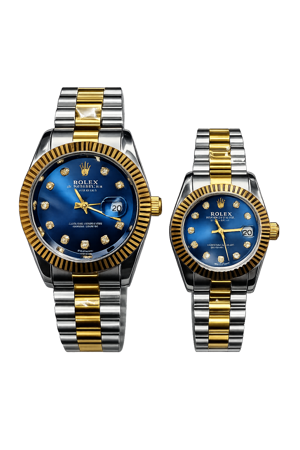 ROLEX Couple Watch Set Two Tone Blue Dial Datejust Style