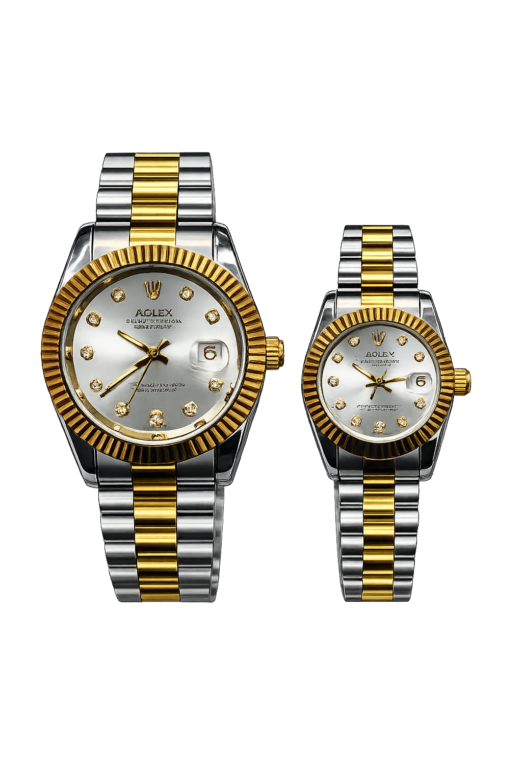 ROLEX Couple Watch Set Two Tone Gold & Silver Datejust Style