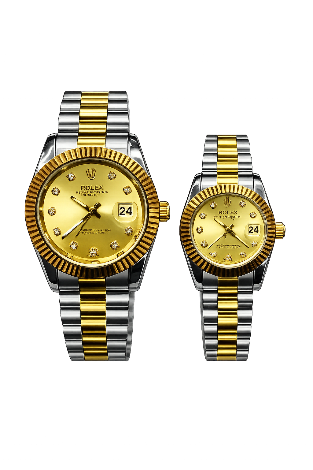 ROLEX Couple Watch Set Two Tone GOLD Dial Datejust Style