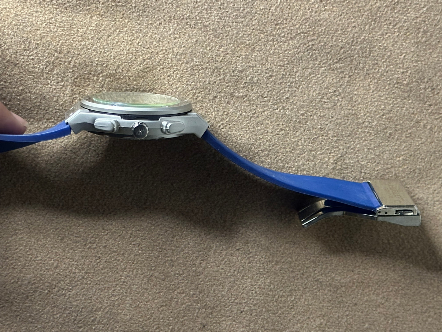 Hublot Luxury Blue Strap Watch Premium Steel Finish