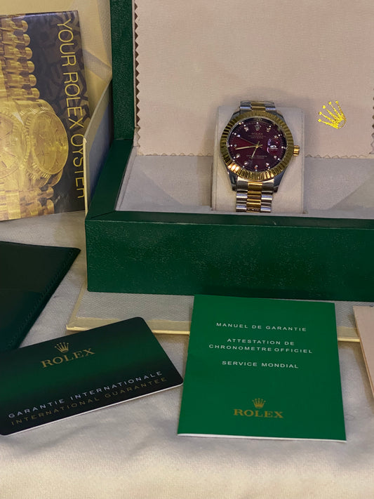 ROLEX Datejust Maroon & Gold